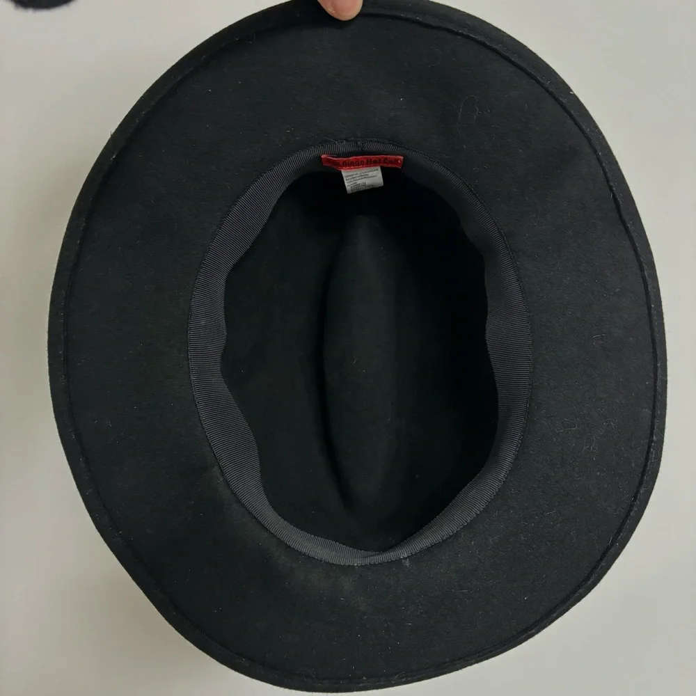 San Diego Hat Co Black 100% Wool Hat w/ Black & White Patterned Band